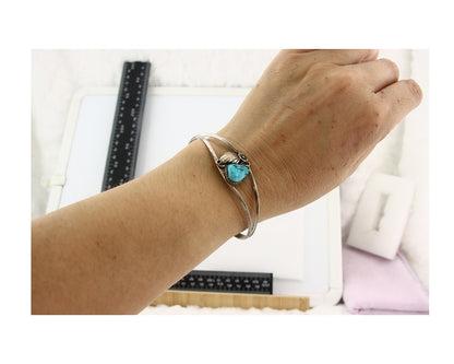 Vintage Navajo Bracelet 925 Silver Natural Turquoise Handmade Native Artist