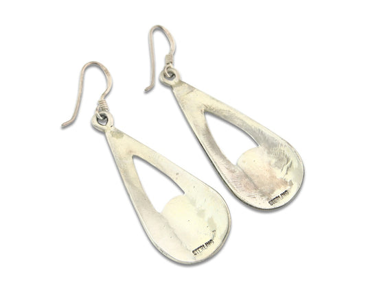 Navajo Earrings Sterling Silver Coral & Turquoise Vintage Dangle Handmade