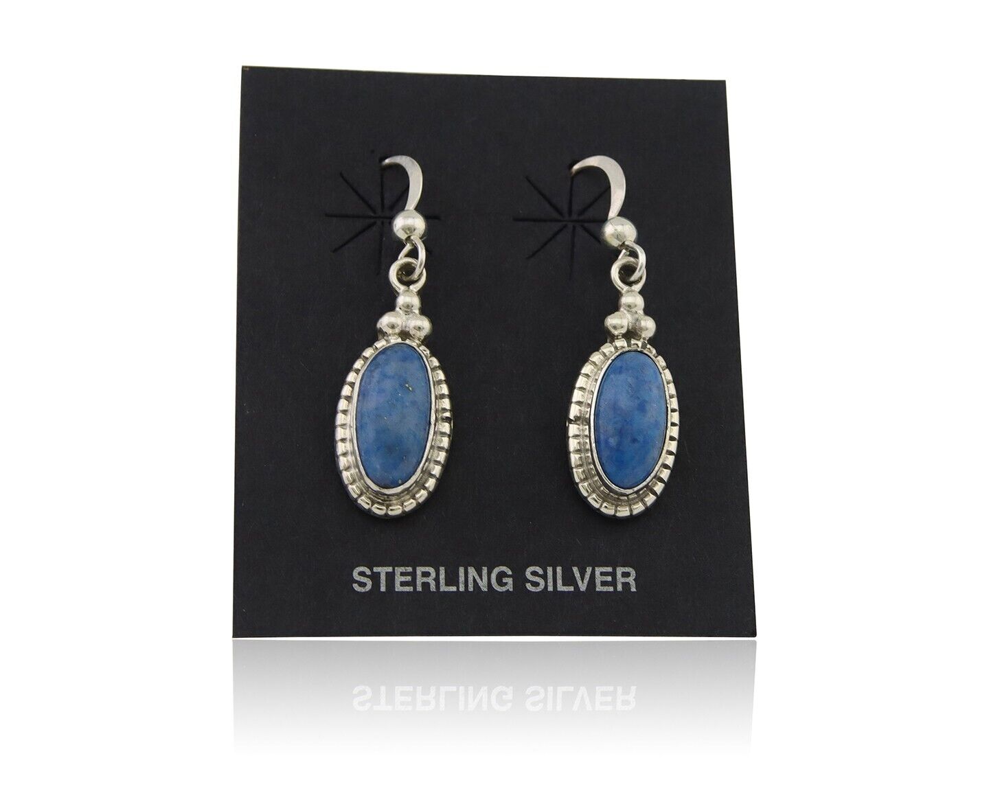 Navajo Dangle Earrings 925 Silver Natural Denim Lapis Signed Melissa Yazzie C80s