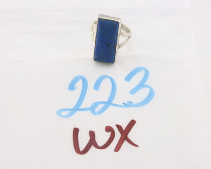 Navajo Ring 925 Sterling Lapis Handmade Native Artist C.80's Size 7.0