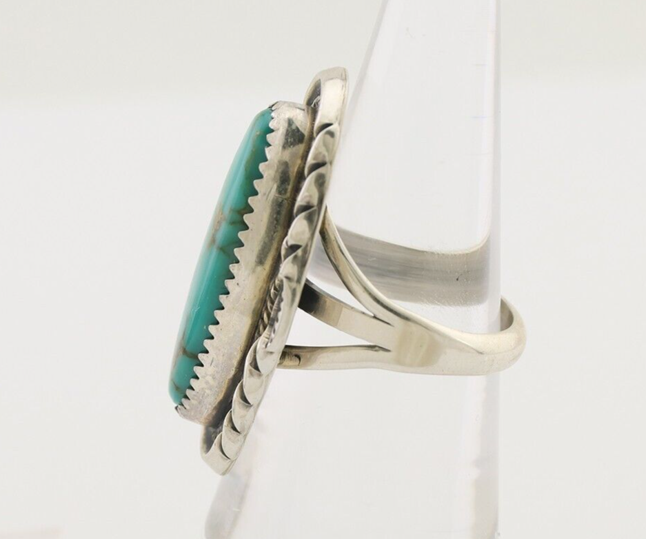 Navajo Ring 925 Silver Natural Blue Turquoise Signed M Begay C.80's