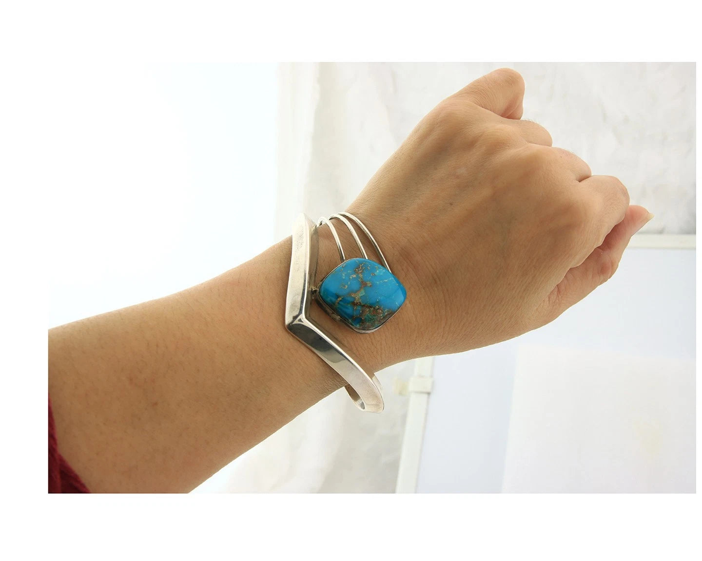 Navajo Cuff Bracelet Sterling Silver Vintage Turquoise Handmade Signed D Zachary
