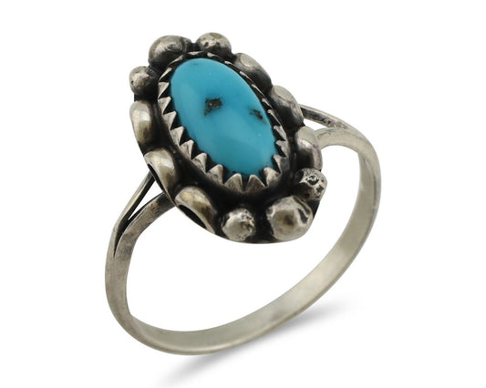 Navajo Ring 925 Silver Turquoise Artist Signed SkyStone Creations C.80's