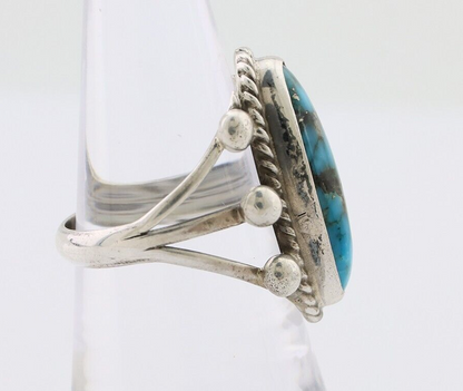 Navajo Ring 925 Silver Natural Kingman Turquoise Native American Artist C.80's