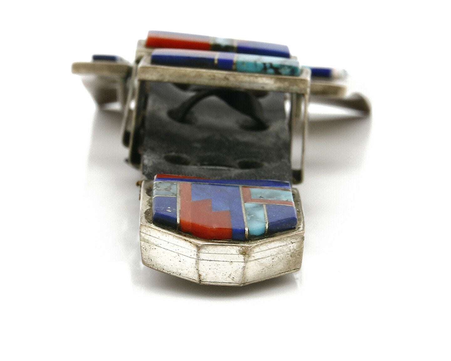 Navajo Ranger Buckle .925 Silver Gemstone Natural Artist N.B. C.80's