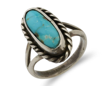 Navajo Ring 925 Silver Natural Blue Turquoise Native American Artist C.80's