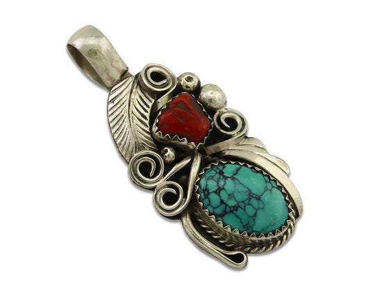 Navajo Necklace 925 Silver Spiderweb Turquoise Artist Signed Justin Morris C80s