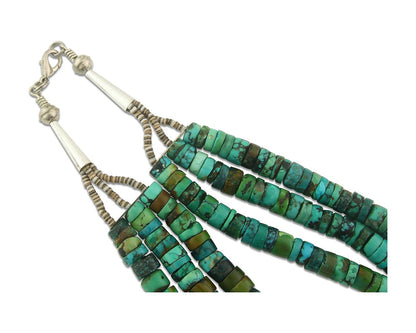 Vintage Bead Necklace 925 Silver Natural Turquoise Handmade Santo Domingo