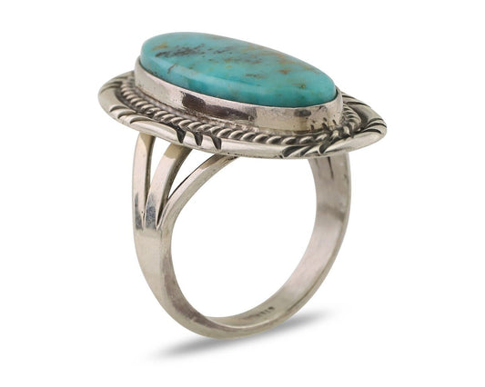 Navajo Ring 925 Silver Natural Blue Turquoise Native American Artist C.80's