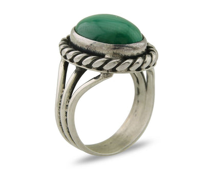 Navajo Ring 925 Silver Natural Malachite Native American Artist C.80's