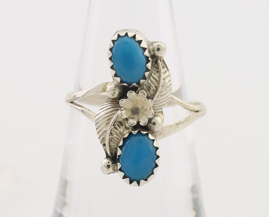 Navajo Ring 925 Silver Natural Turquoise Native American Artist C.80's