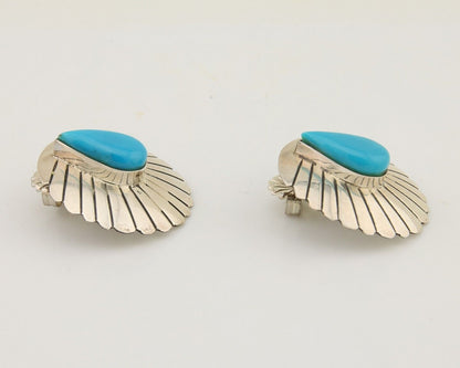 Navajo Earrings 925 Silver Natural Blue Native American Artist C.80's