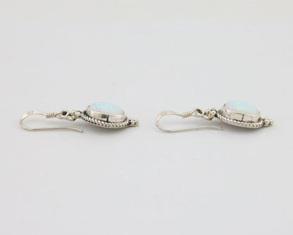 Navajo Dangle Earrings 925 Silver Natural Opal Native Artist C.80's