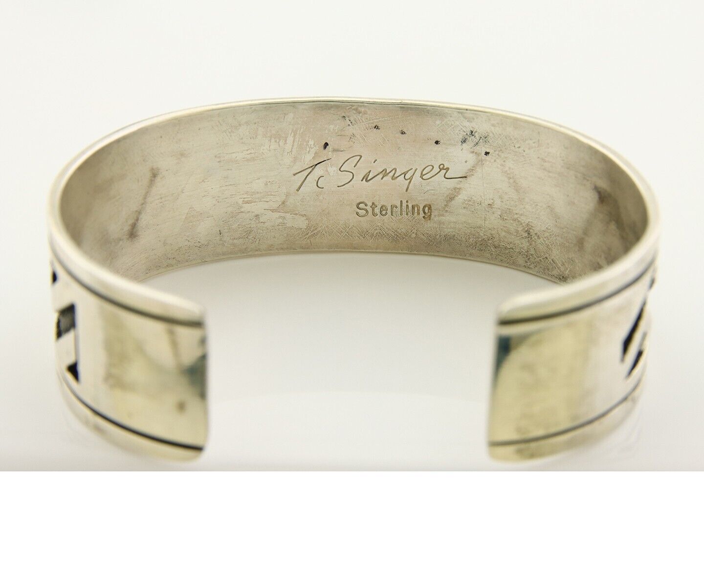 Navajo Bracelet 925 Silver Handmade Cuff Artist Signed Tommy Singer C.80's