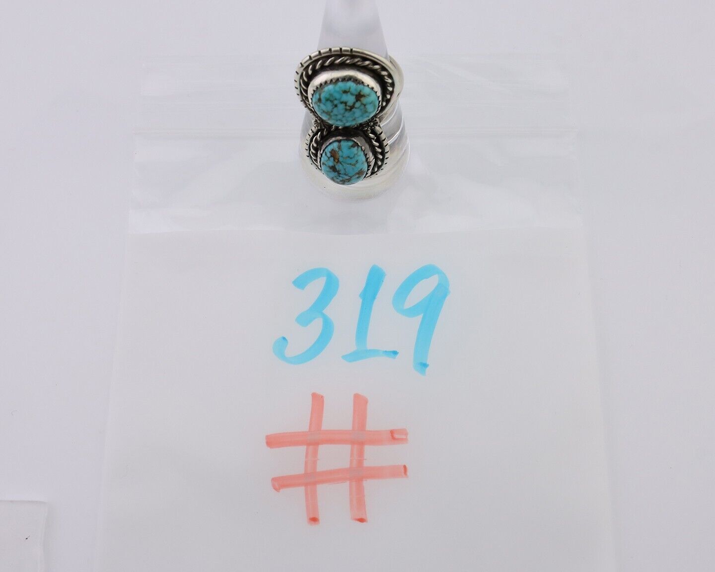 Navajo Ring 925 Silver Natural Spiderweb Turquoise Signed Tom Willeto C.80's