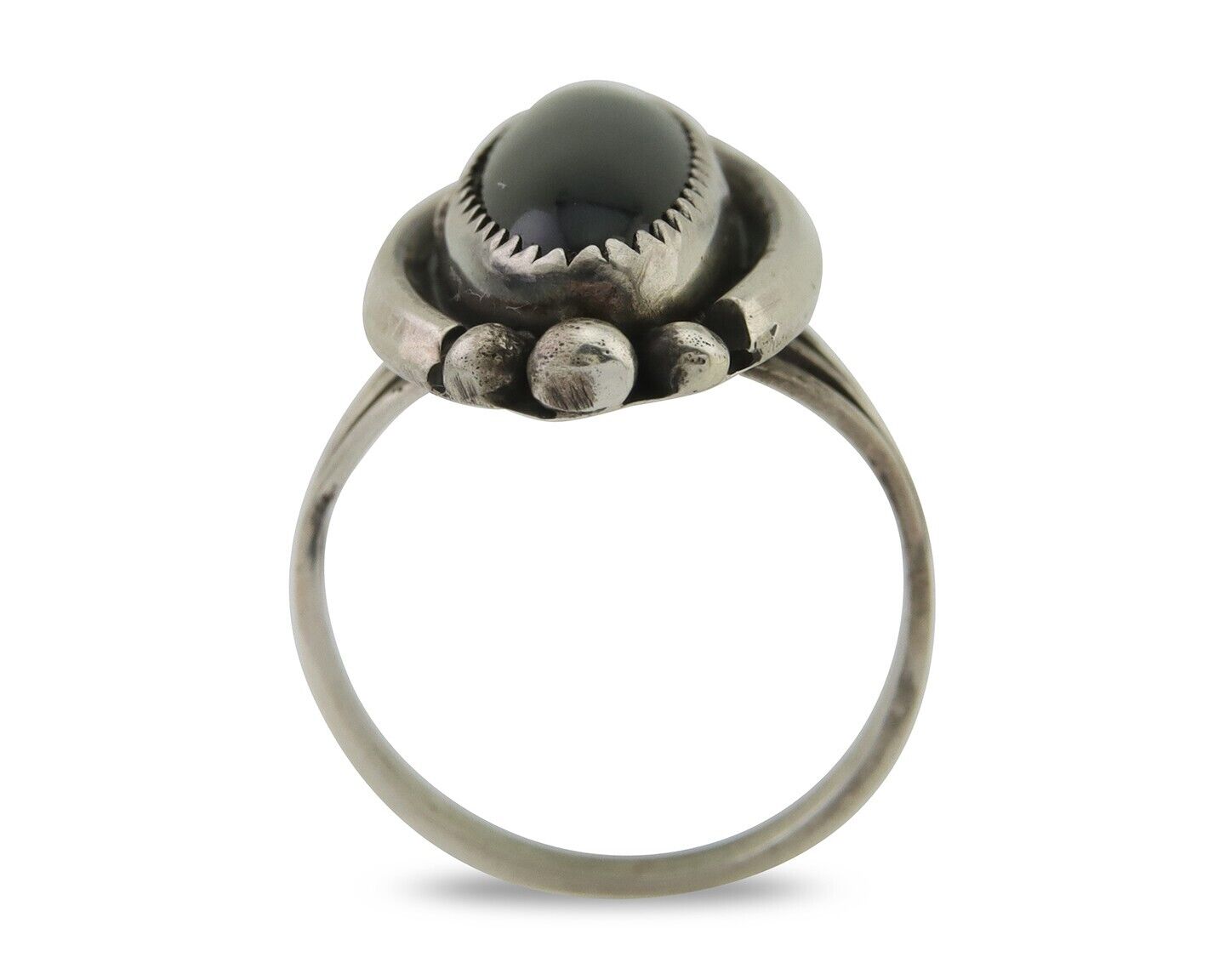 Navajo Handmade Ring 925 Silver Black Onyx Native American Artist C.80's