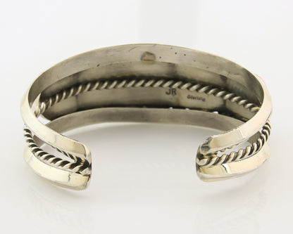 Men Navajo Bracelet Sterling Silver Handmade Nugget Turquoise Signed JR