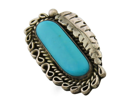 Navajo Ring 925 Sterling Blue Turquoise Native American Artist C.80's