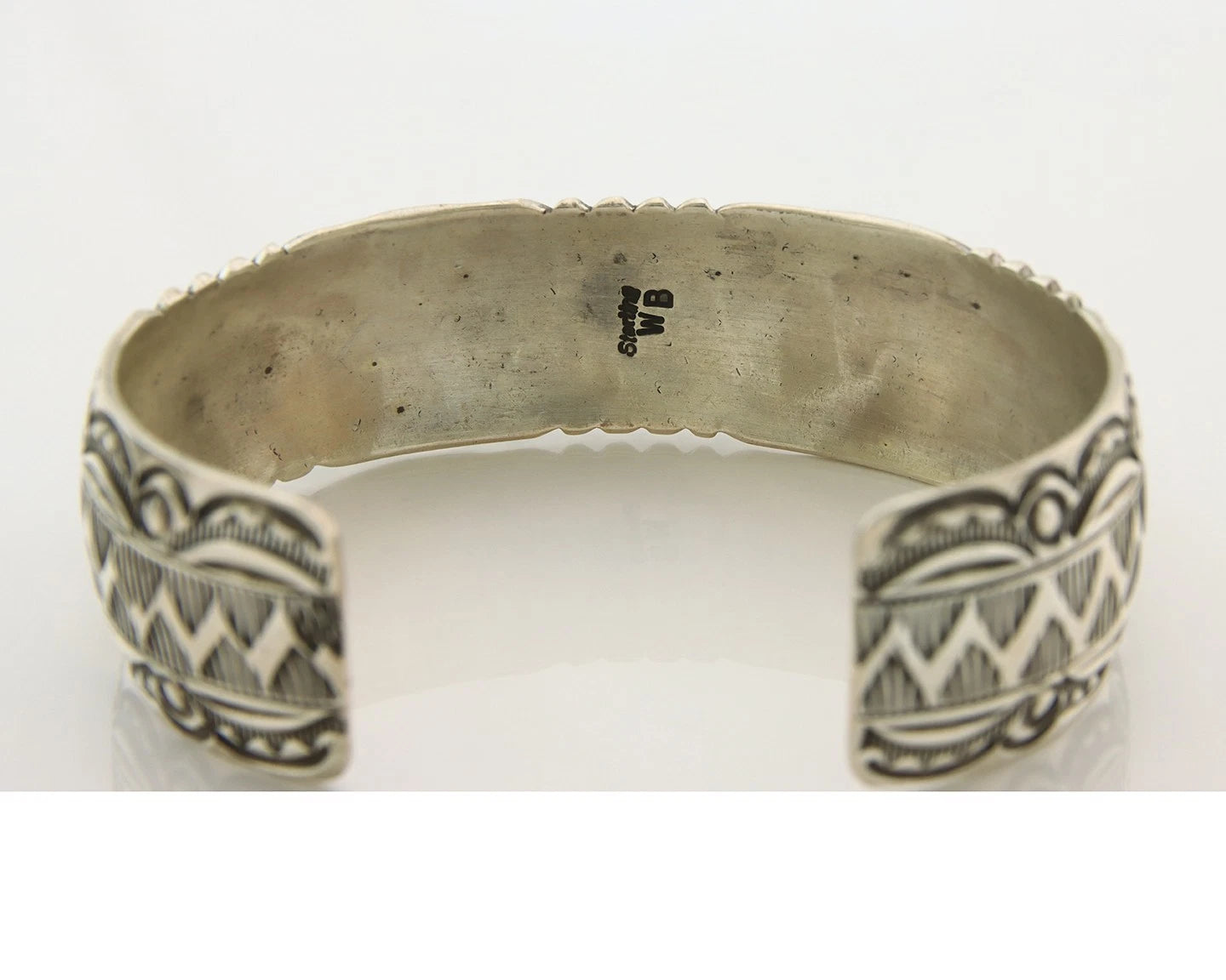 Navajo Cuff Bracelet Sterling Silver Natural Gemstone Vintage Signed WB