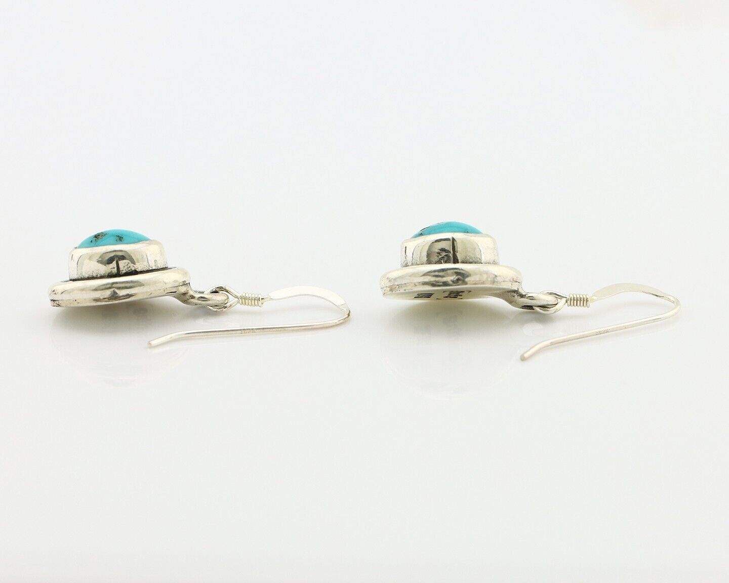 Navajo Earrings 925 Silver Sleeping Beauty Turquoise Native Artist C.80s