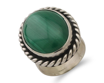 Navajo Ring 925 Silver Natural Malachite Native American Artist Size 6.25 C.80's