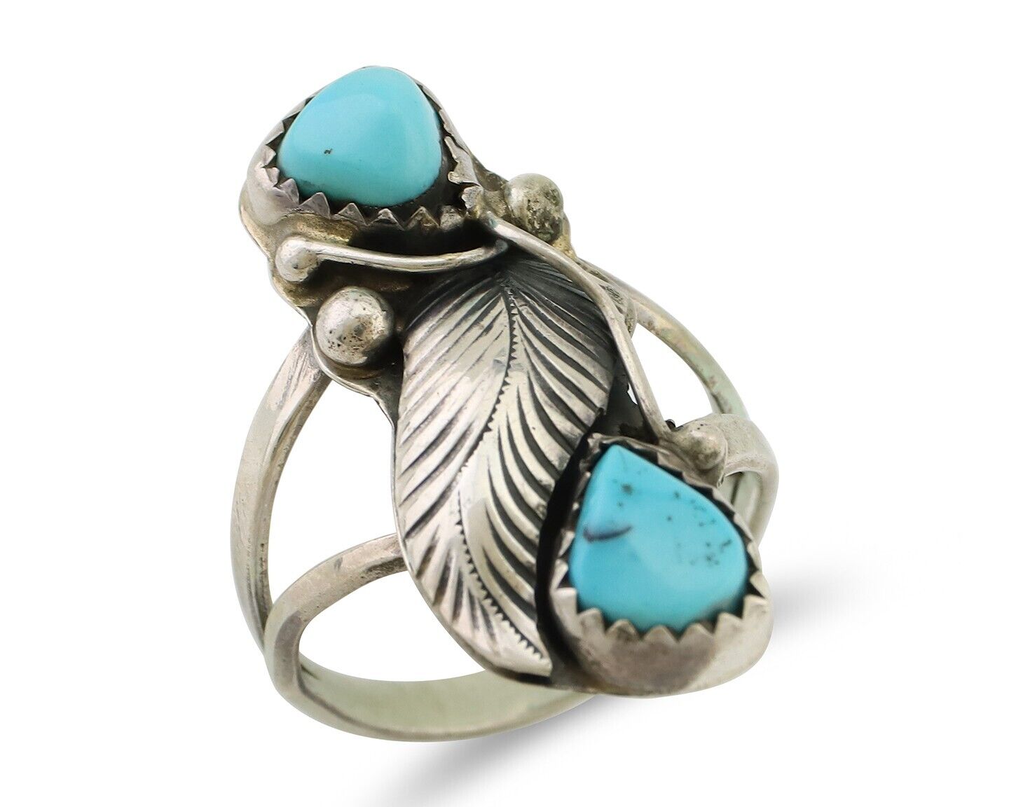 Navajo Handmade Ring 925 Silver Kingman Turquoise Native American Artist C.80's