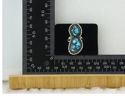 Vintage Navajo Ring 925 Sterling Silver Turquoise Signed Tom Willeto Size 6.5