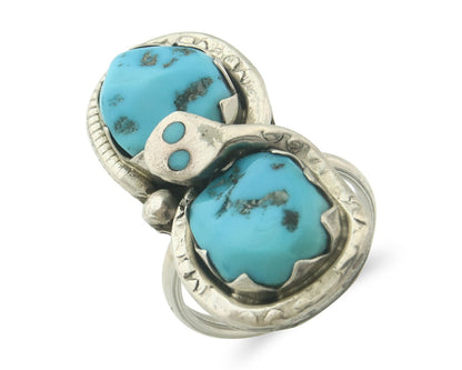 Vintage Zuni Ring 925 Sterling Silver Turquoise Signed Effie Calavasa Size 7.75