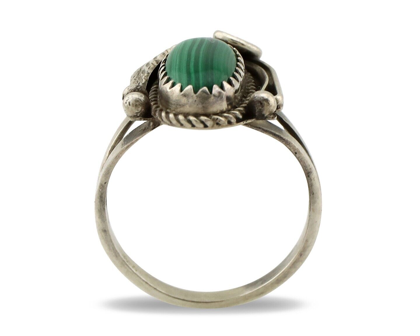 Navajo Ring 925 Silver Natural Mined Malachite Artist Signed Justin Morris C.80s