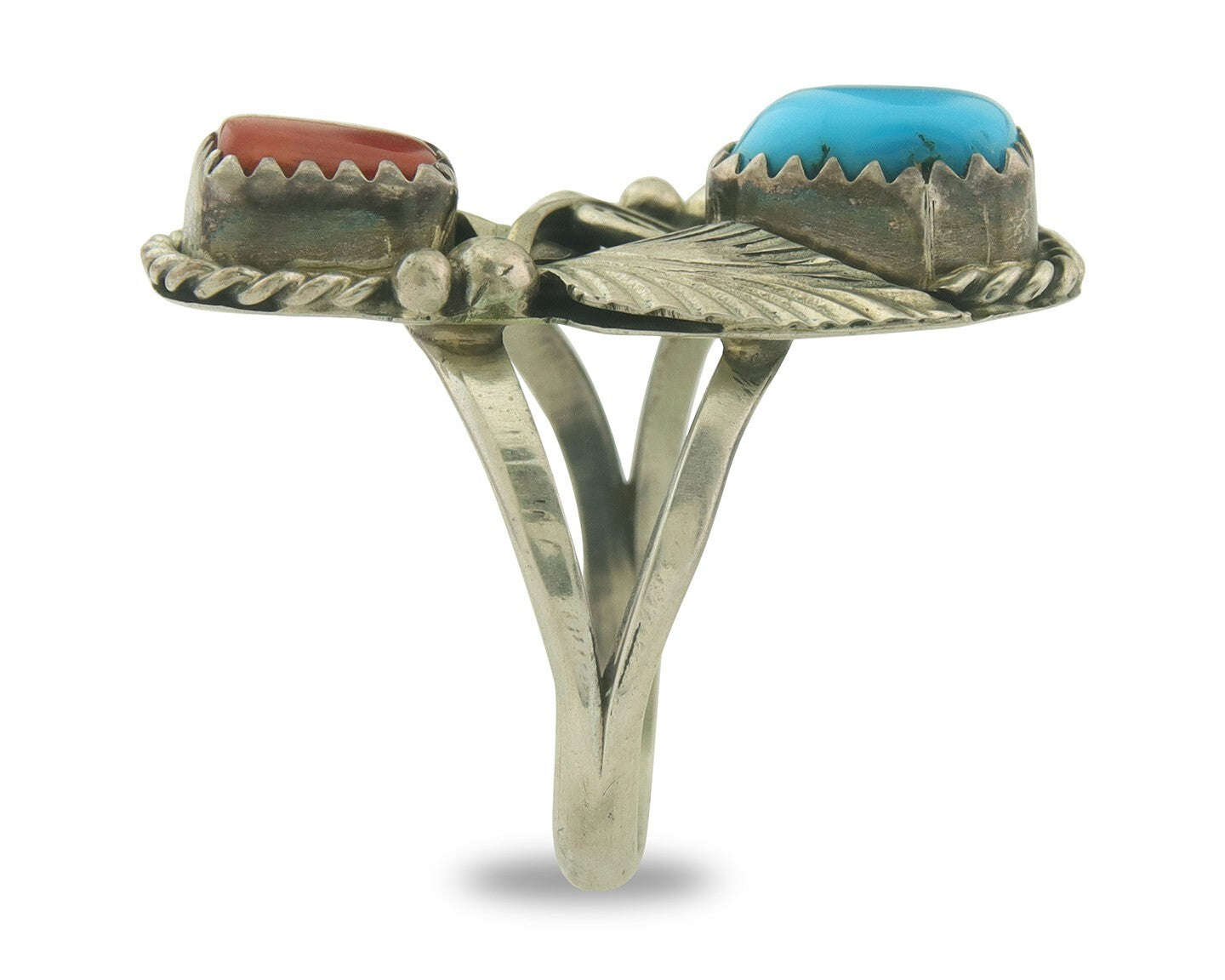 Vintage Navajo Ring 925 Sterling Natural Gemstones Signed Justin Morris Sz 7.75