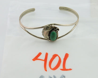 Navajo Bracelet 925 Silver Turquoise Cuff Artist Signed BB C.80's