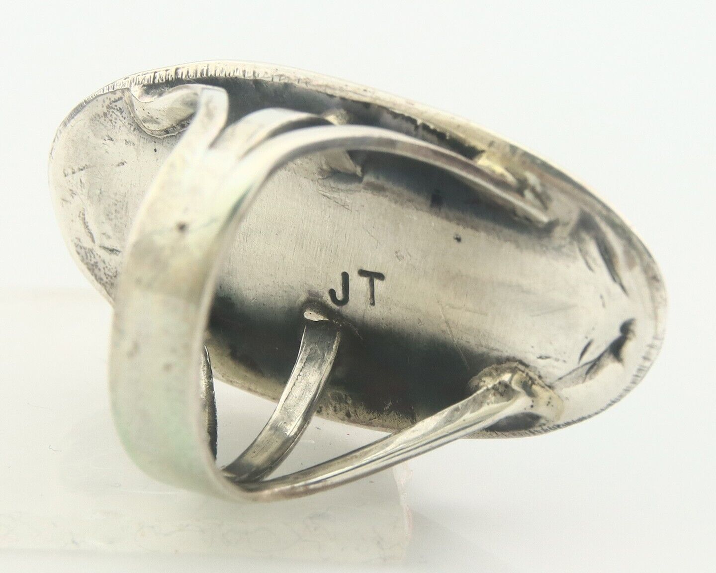 Navajo Ring 925 Sterling Turquoise Handmade Signed Jack Tom C.80's Size 7.0