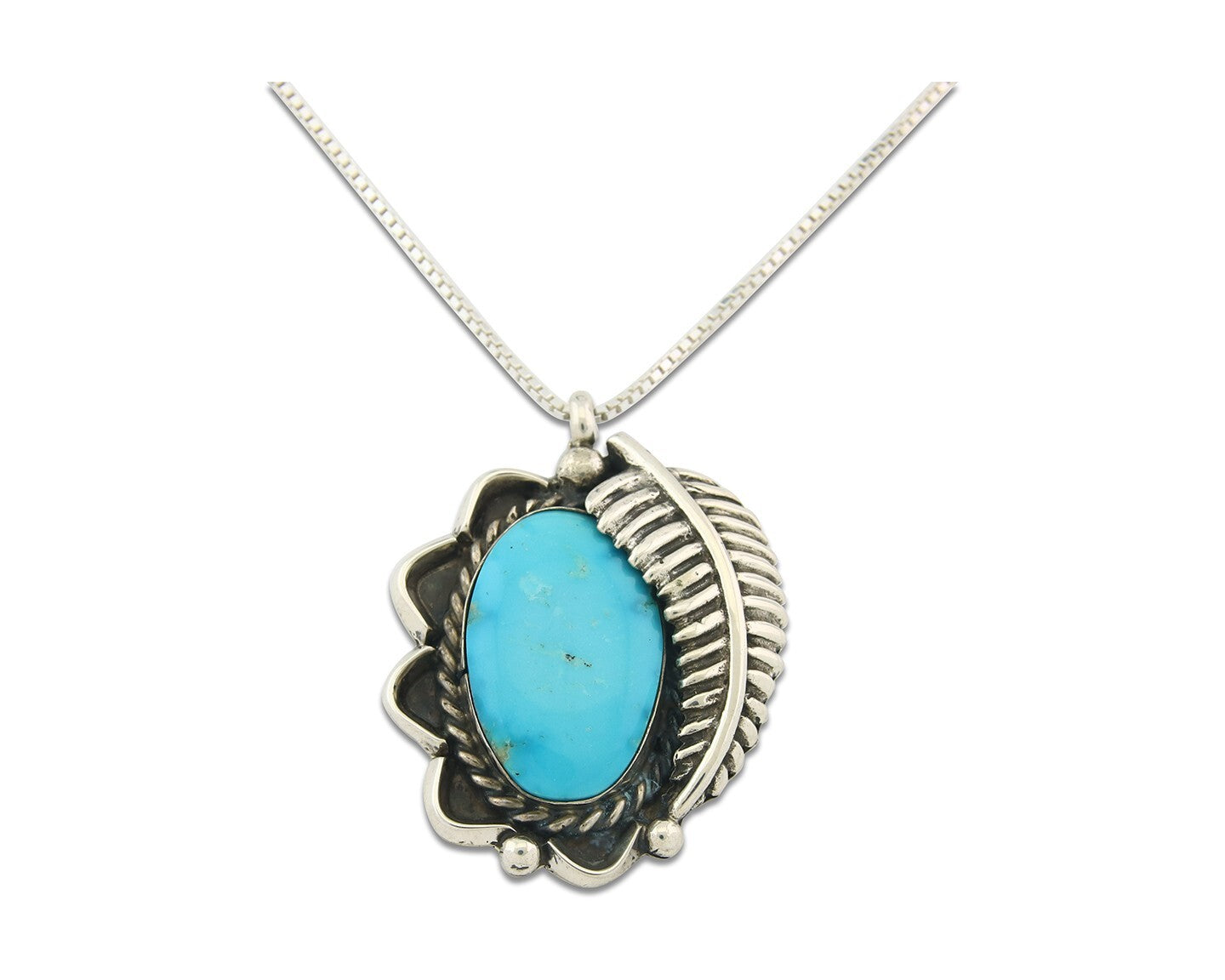 Navajo Sterling Silver Necklace Authentic Turquoise Vintage Handmade