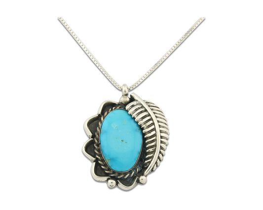 Navajo Sterling Silver Necklace Authentic Turquoise Vintage Handmade
