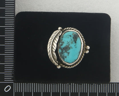 Vintage Navajo Ring 925 Sterling Authentic Traditional Turquoise Size 8.25