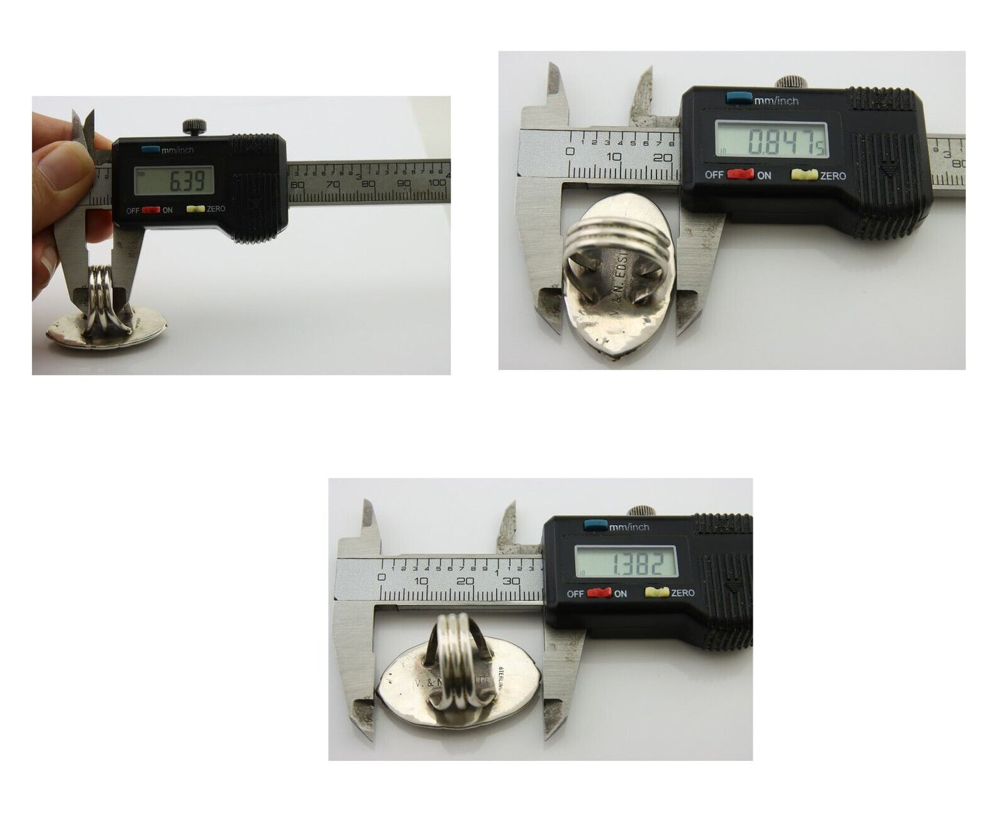 Navajo Ring 925 Silver Black Onyx Artist Signed V & N Edsitty C.80's