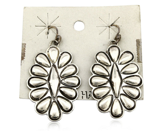 Navajo .925 SOLID Silver Shield J Hook Drop Dangle Earrings