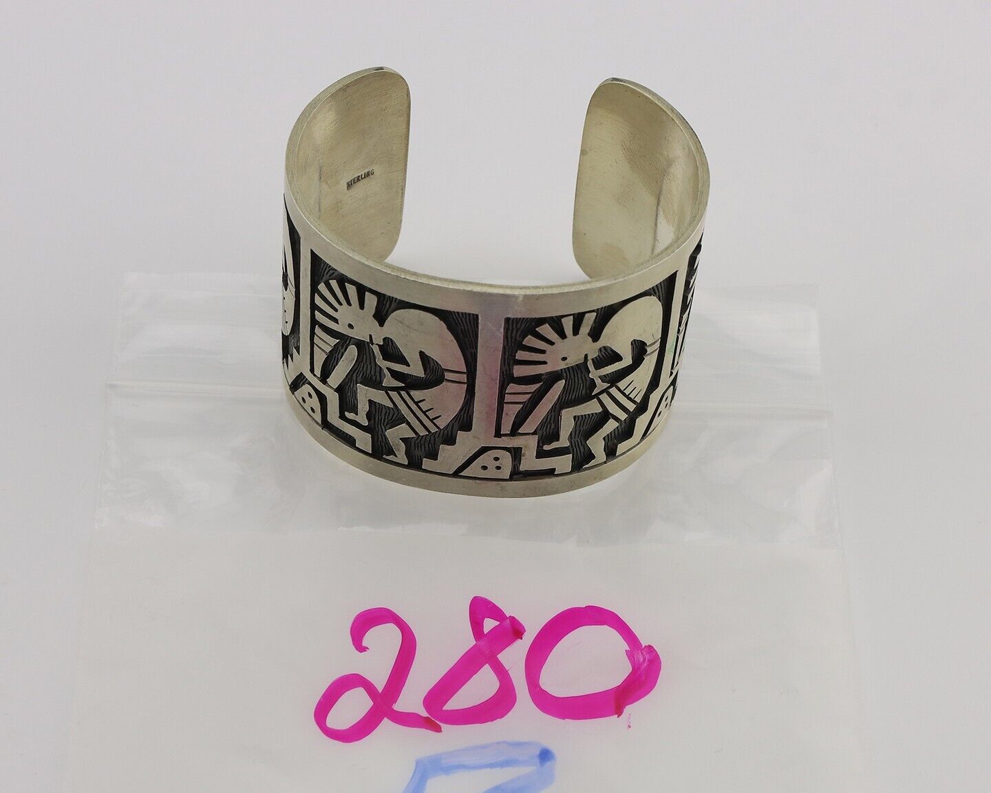 Navajo Kokopelli Bracelet 925 Silver Native American Artist Handmade C.80's