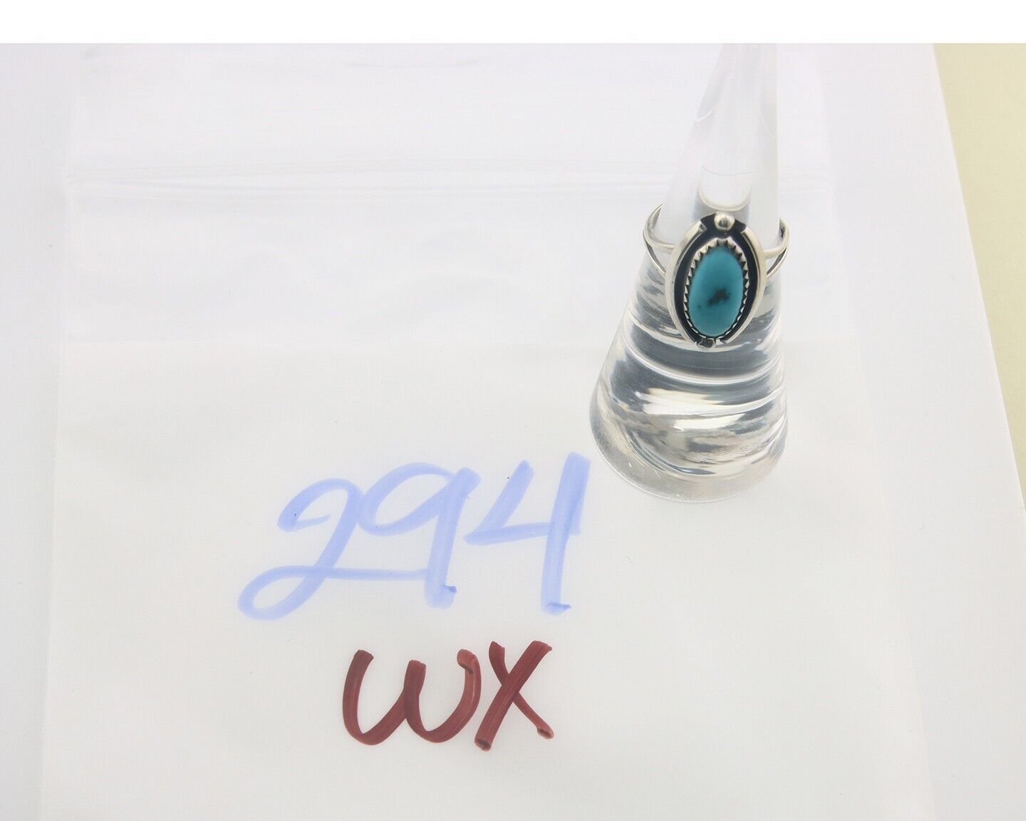 Navajo Ring 925 Sterling Natural Turquoise Native Artist C.80's Size 5.0