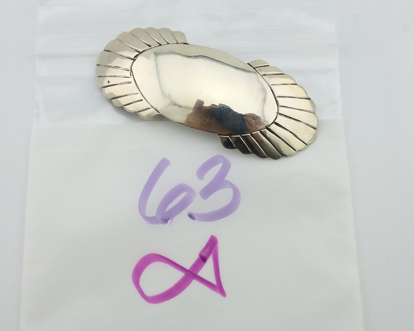 Women's Navajo Hair Clip Hand Stamped 925 Silver Artist Signed C Montoya C.80's