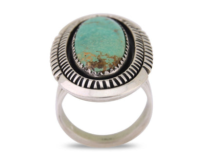 Navajo Ring 925 Silver Natural Blue Turquoise Native American Artist C.80's