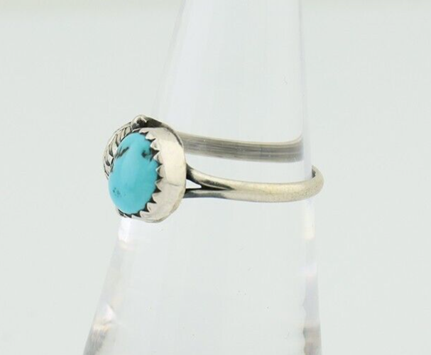 Navajo Ring 925 Silver Sleeping Beauty Turquoise Native American Artist C.80's