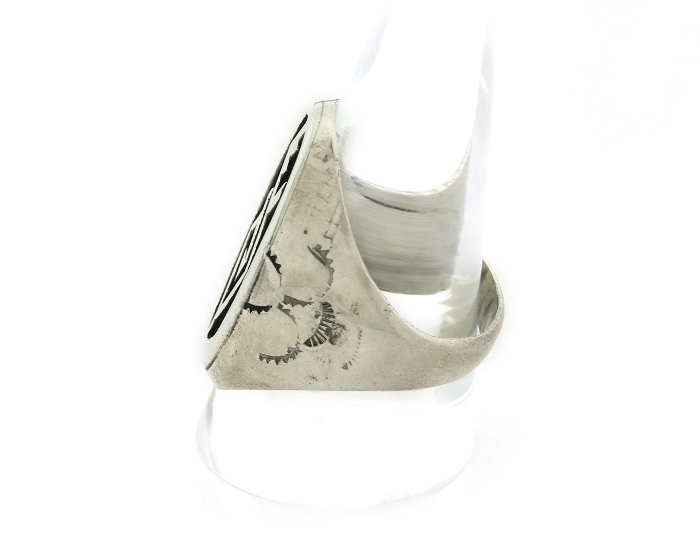 Men Navajo Ring Sterling Silver Hand Stamped Handmade Vintage Size 11
