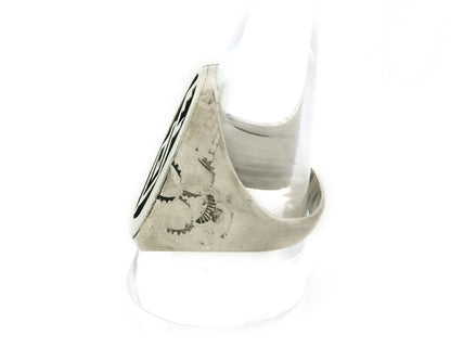 Men Navajo Ring Sterling Silver Hand Stamped Handmade Vintage Size 11