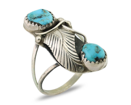 Navajo Handmade Ring 925 Silver Kingman Turquoise Native American Artist C.80's