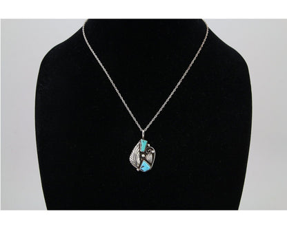 Navajo Turquoise Handmade Necklace 925 Silver Artist Signed Artist PM C.80's