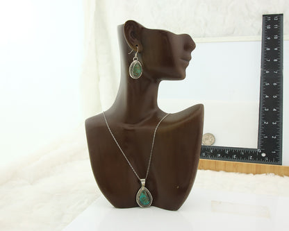 Navajo Necklace Earrings Set Sterling Silver Turquoise Vintage Signed Begay