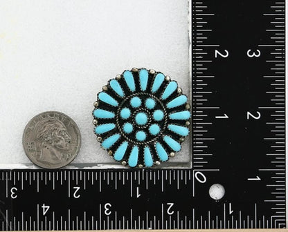 Navajo Concho Pin Pendant Natural Blue Turquoise Vintage Handmade Signed JPP