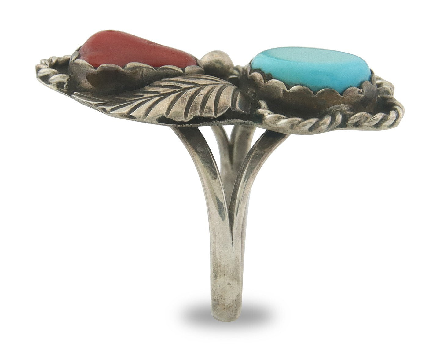 Vintage Navajo Ring 925 Sterling Natural Gemstones Signed Justin Morris Sz 7.0