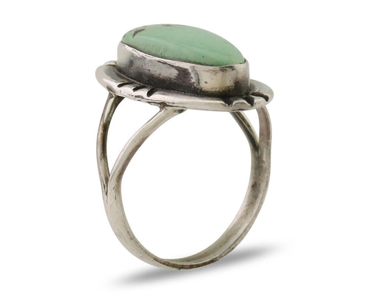 Navajo Handmade Ring 925 Silver Green Turquoise Artist Signed Kachina C.80's